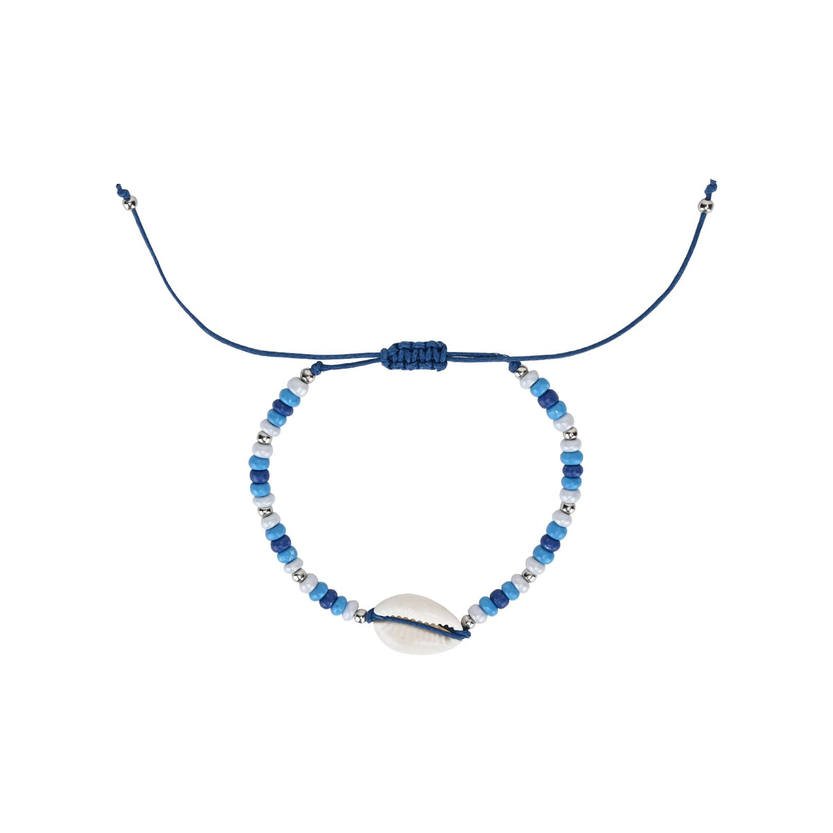 Beaded Beach Shell Adjustable Anklet - Set of 2
