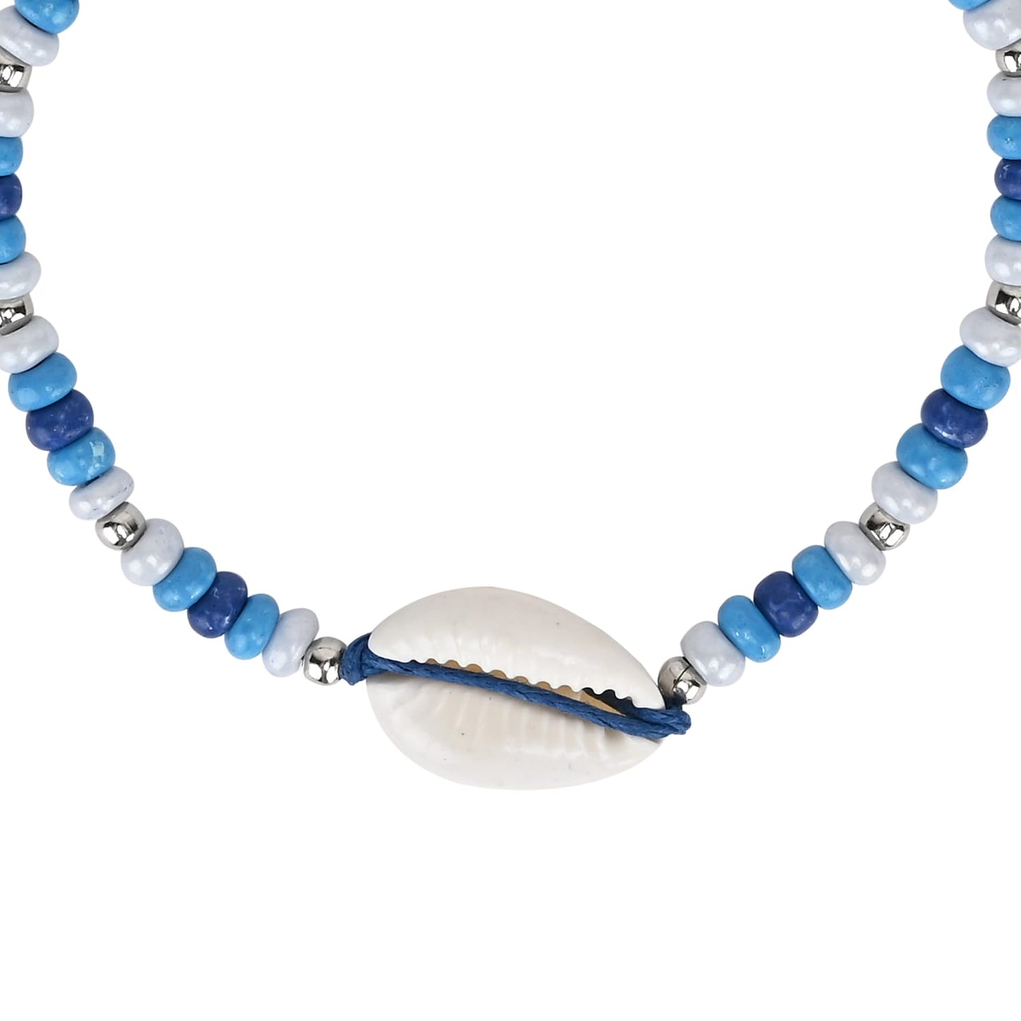 Beaded Beach Shell Adjustable Anklet - Set of 2