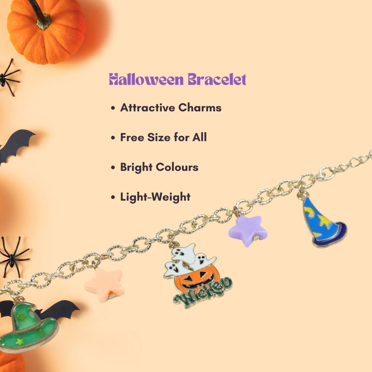 Halloween Wicked Pumpkin Charm Bracelet