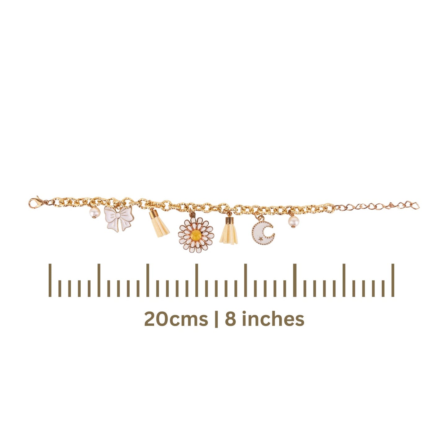 Floral Charm Tassel Chain Bracelet