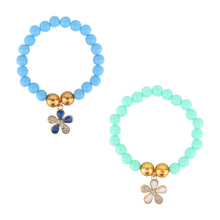 Load image into Gallery viewer, Floral Charm Set of 4 Beaded Bracelets
