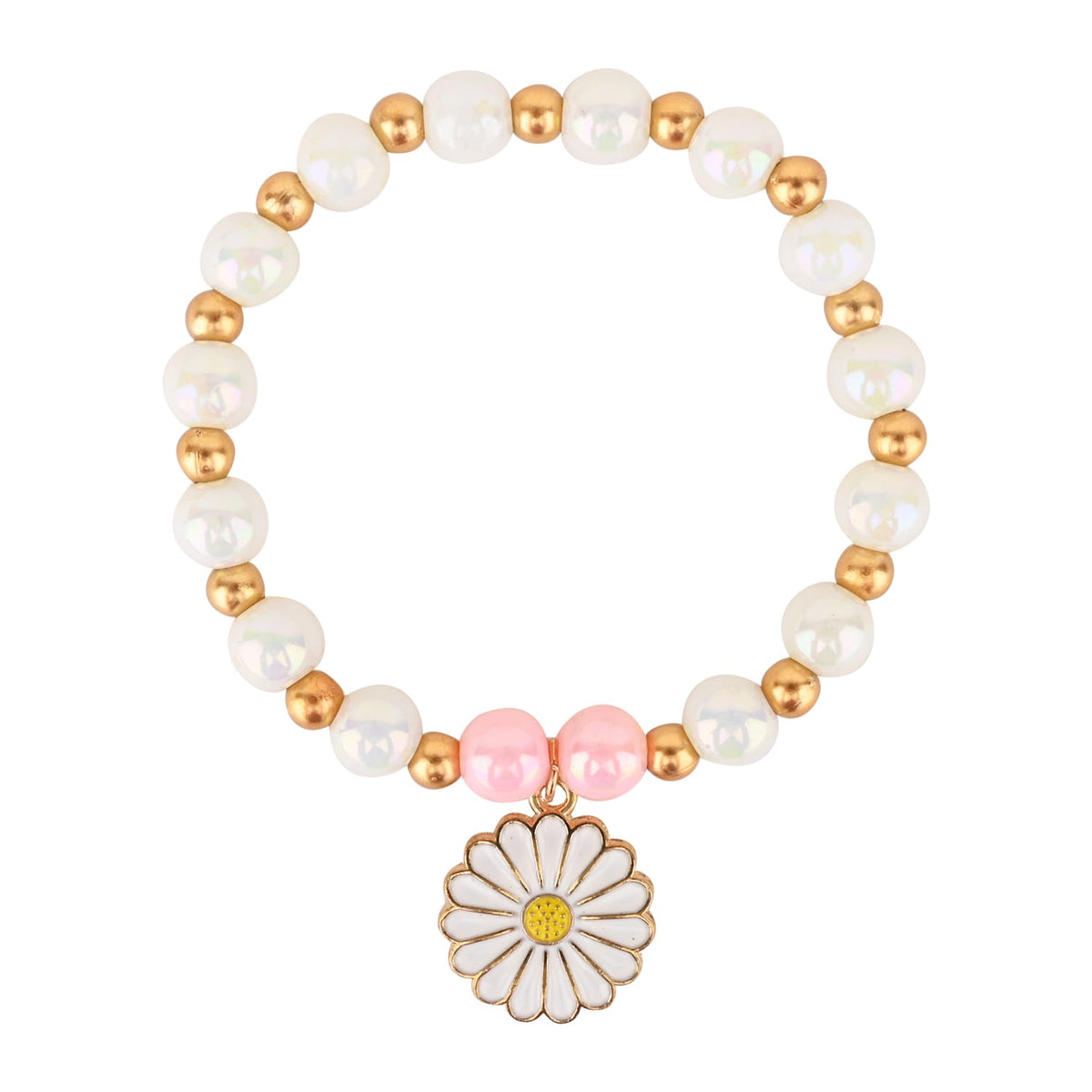 Floral Charm Set of 3 Beaded Bracelets