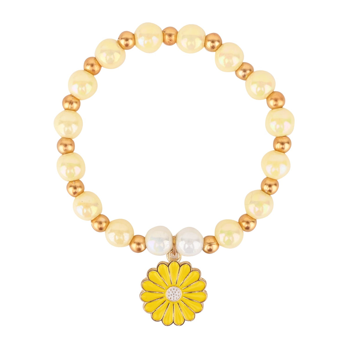 Floral Charm Set of 3 Beaded Bracelets