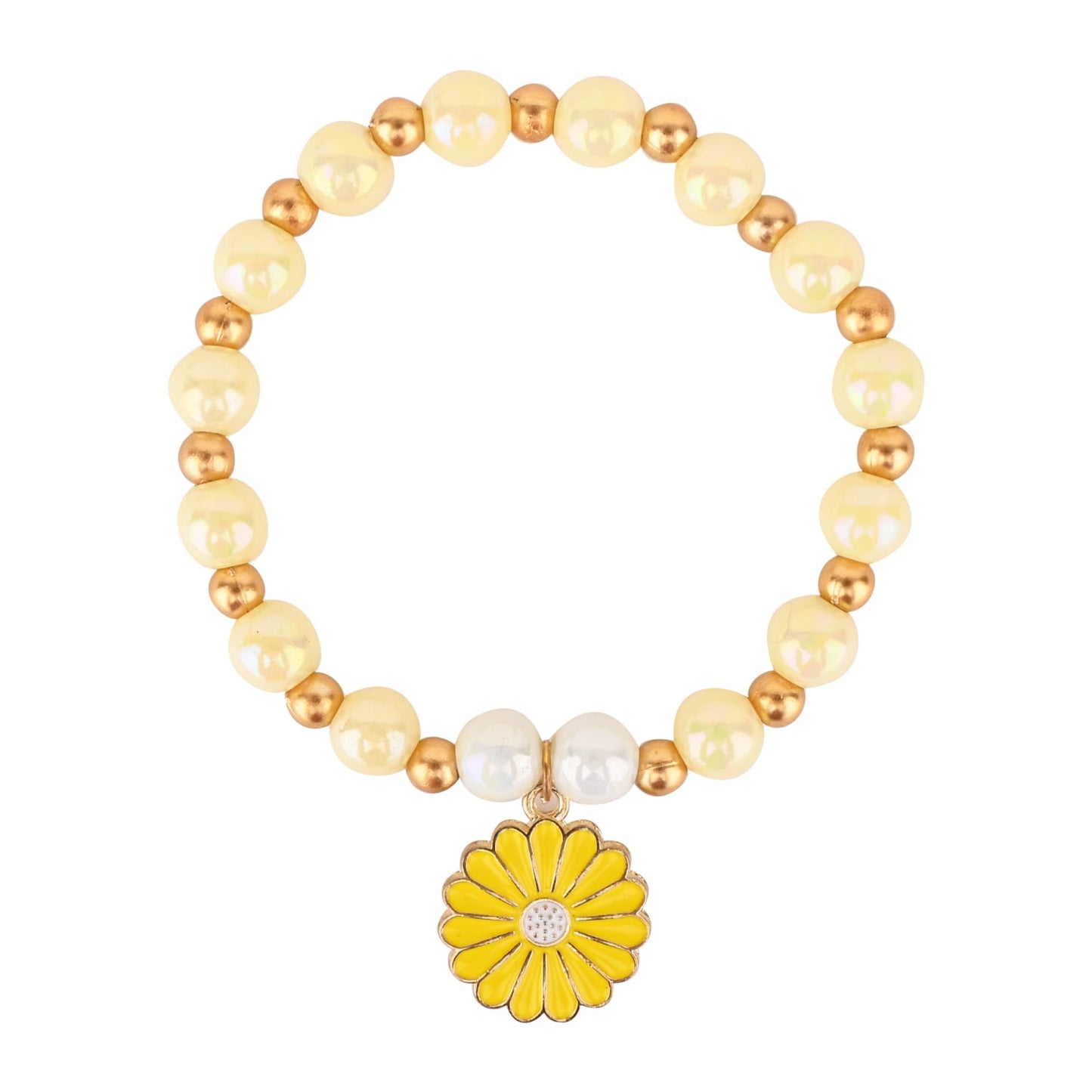 Floral Charm Set of 3 Beaded Bracelets