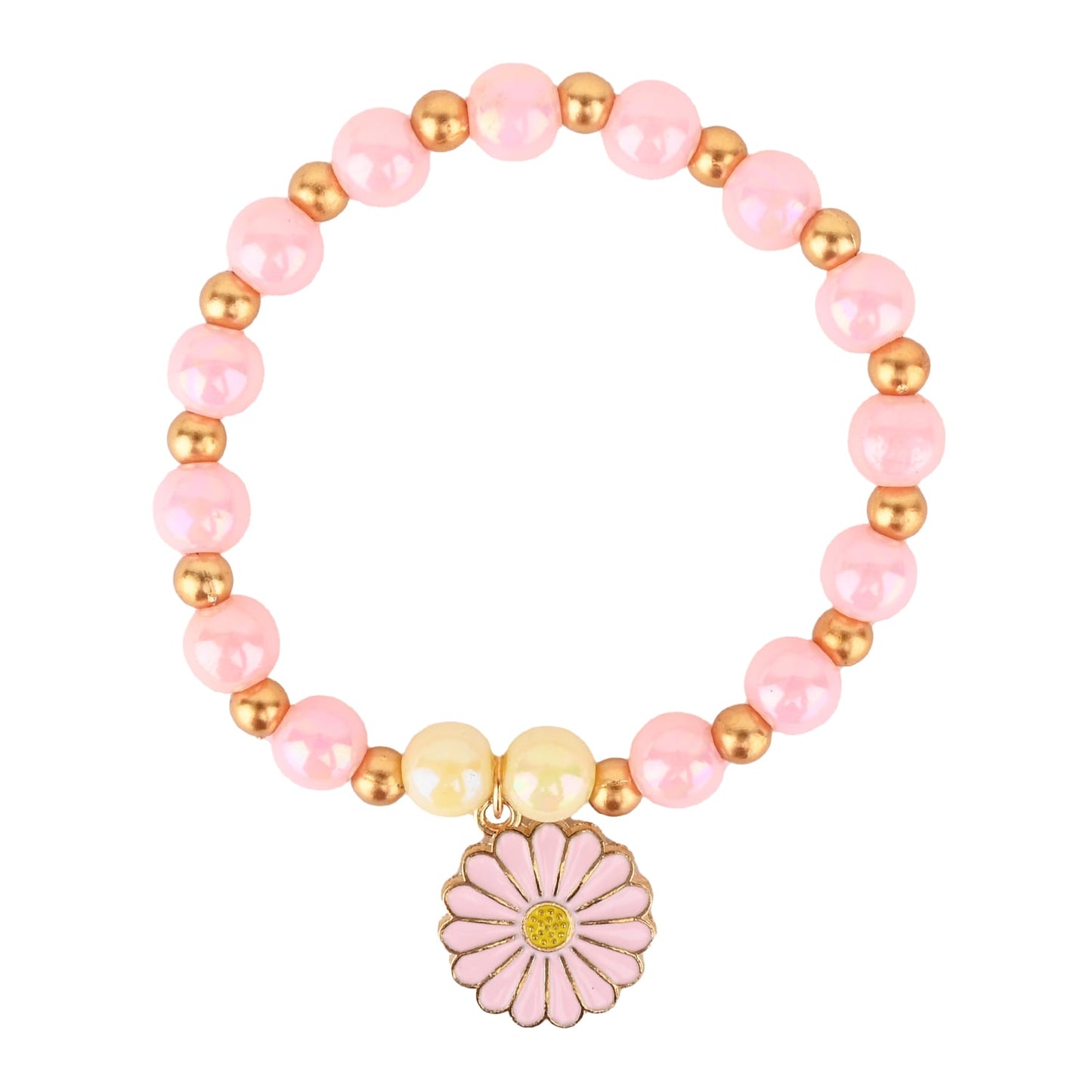 Floral Charm Set of 3 Beaded Bracelets