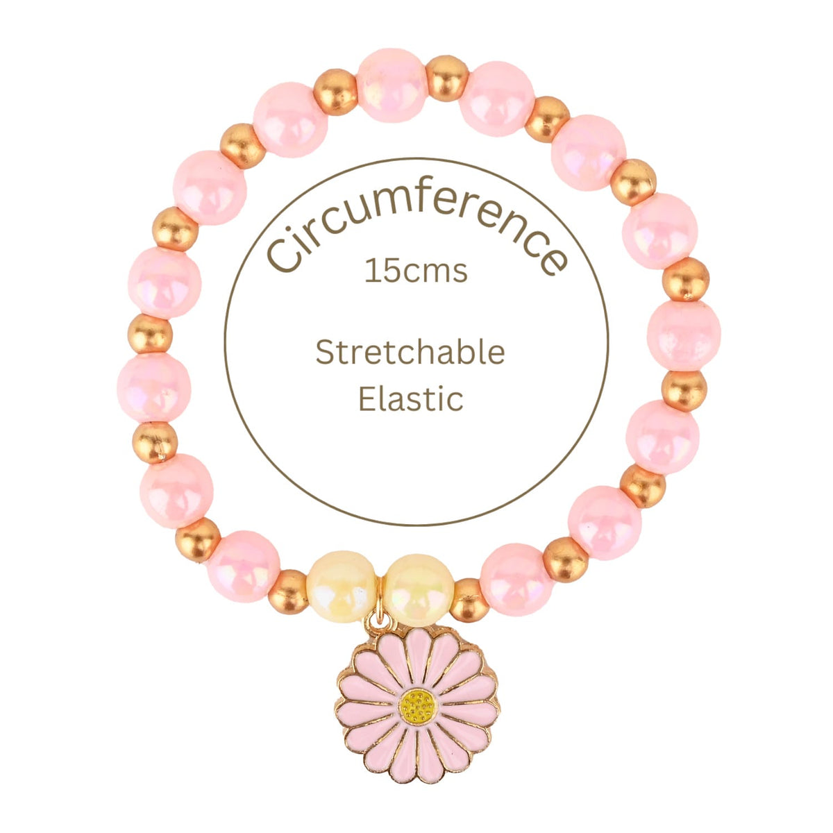 Floral Charm Set of 3 Beaded Bracelets