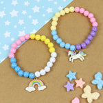 Unicorn Rainbow Charms Set of 2 Beaded Bracelets