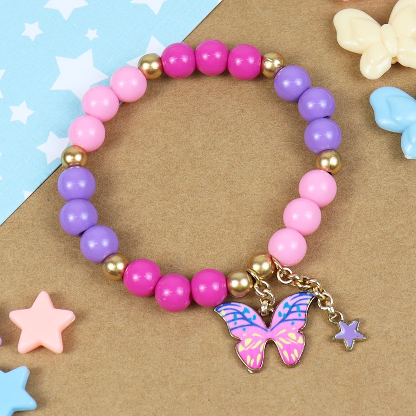 Butterfly Charm Beaded Bracelet