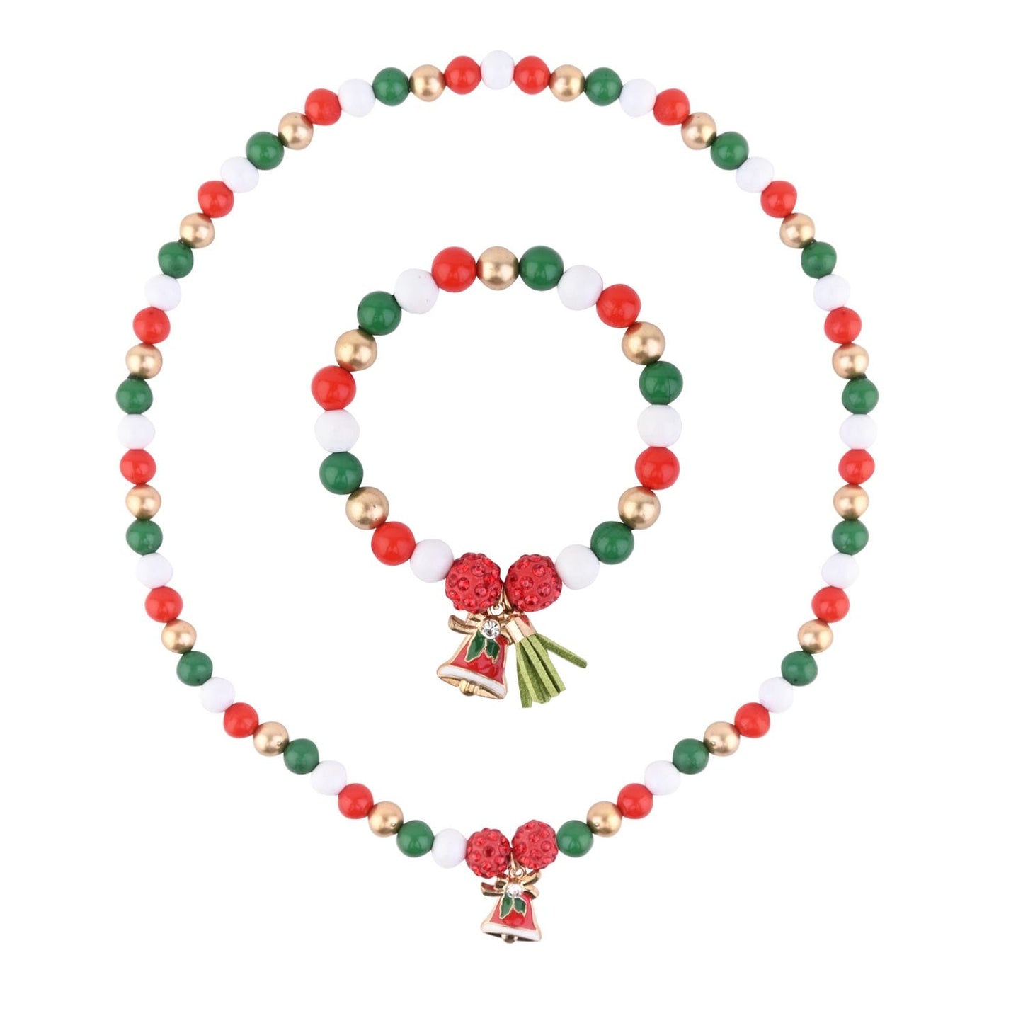 Christmas Bell Necklace Bracelet Jewellery Set