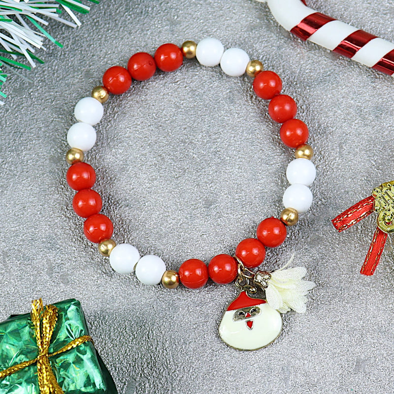 Christmas Charm Santa Claus Beaded Bracelet