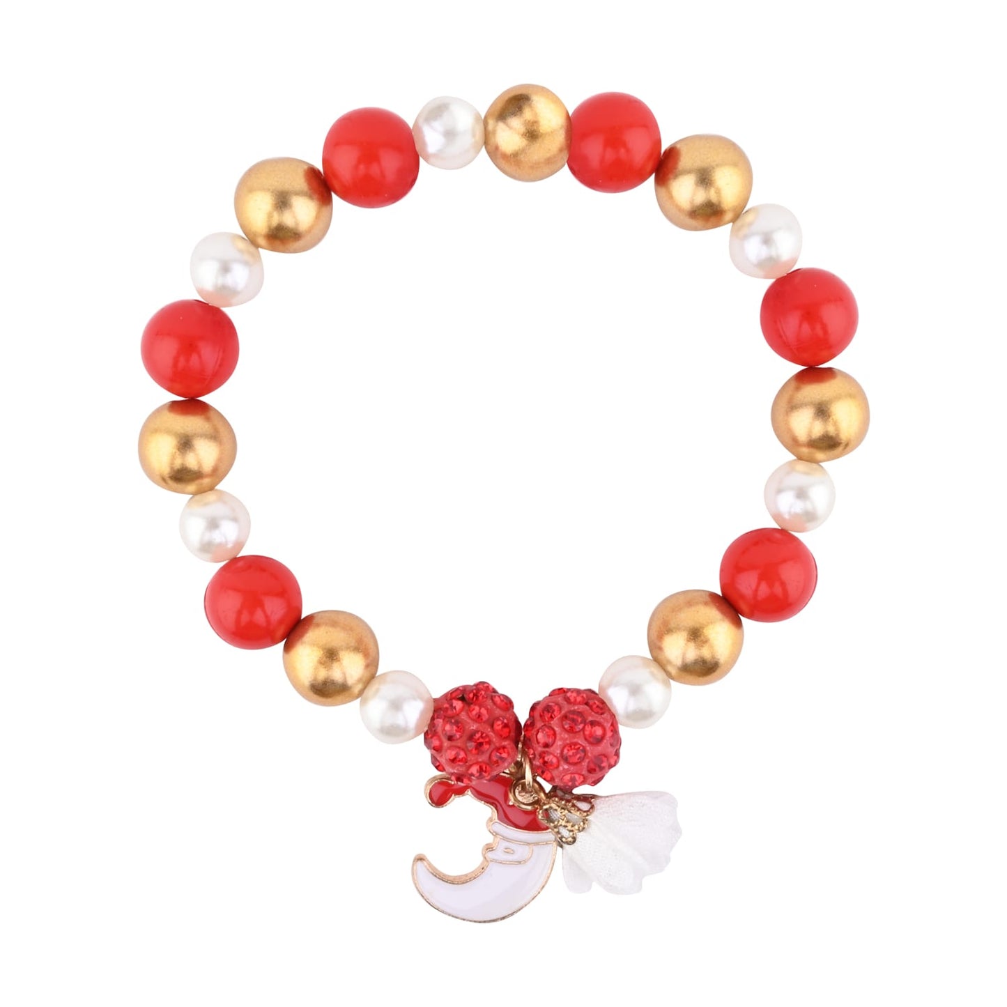 Christmas Charm Santa Claus Moon Beaded Bracelet