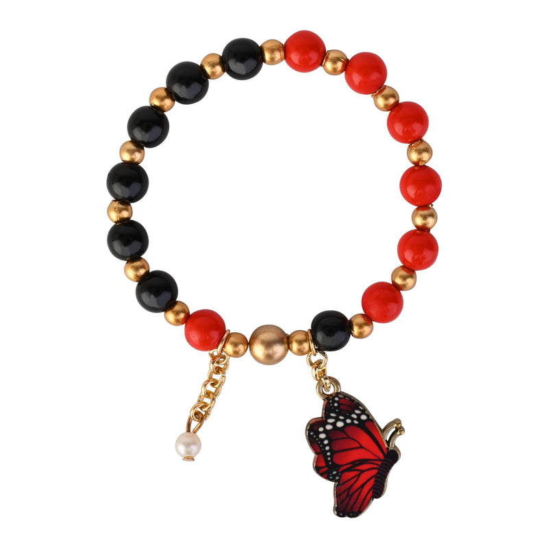 Christmas Butterfly Charm Beaded Bracelet