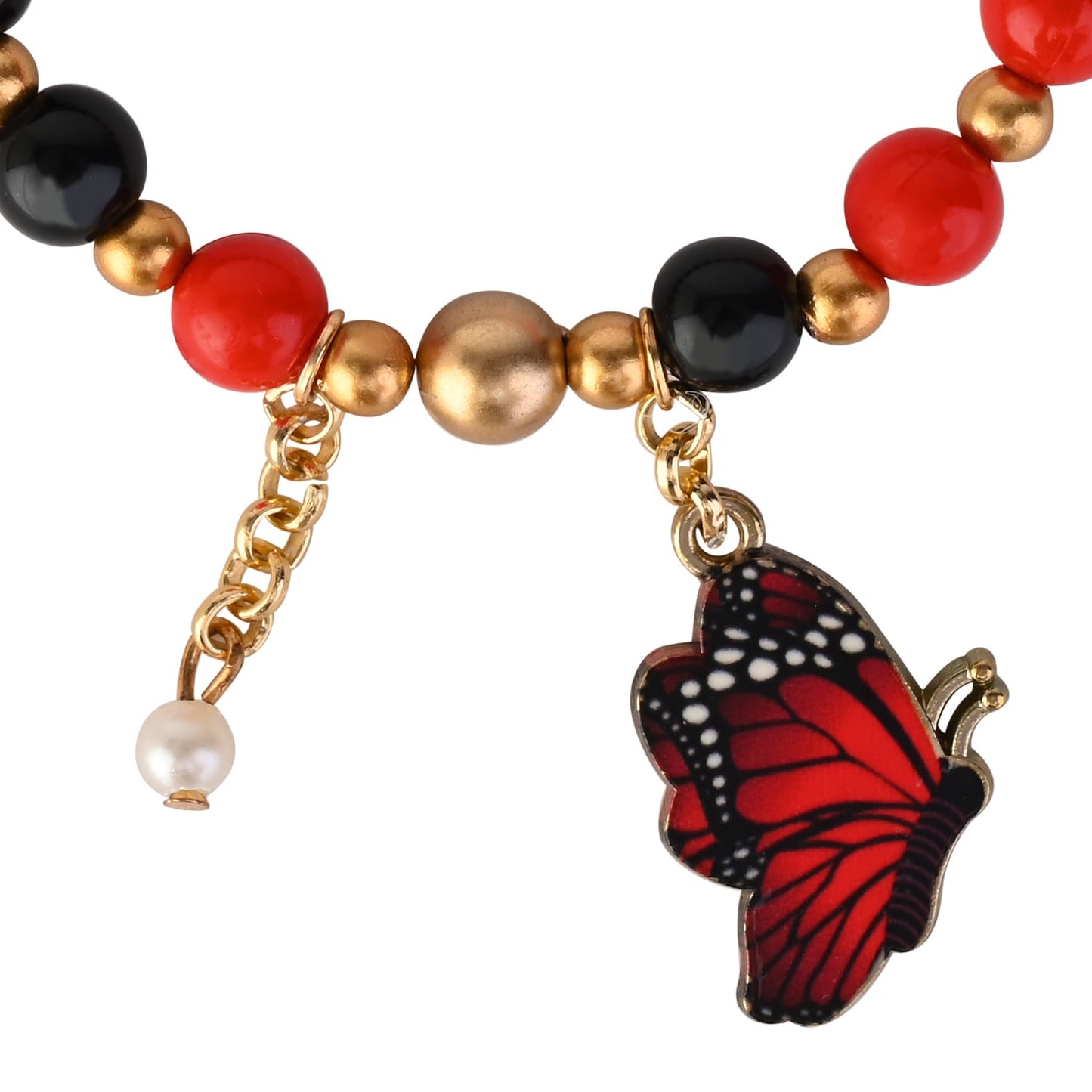 Christmas Butterfly Charm Beaded Bracelet