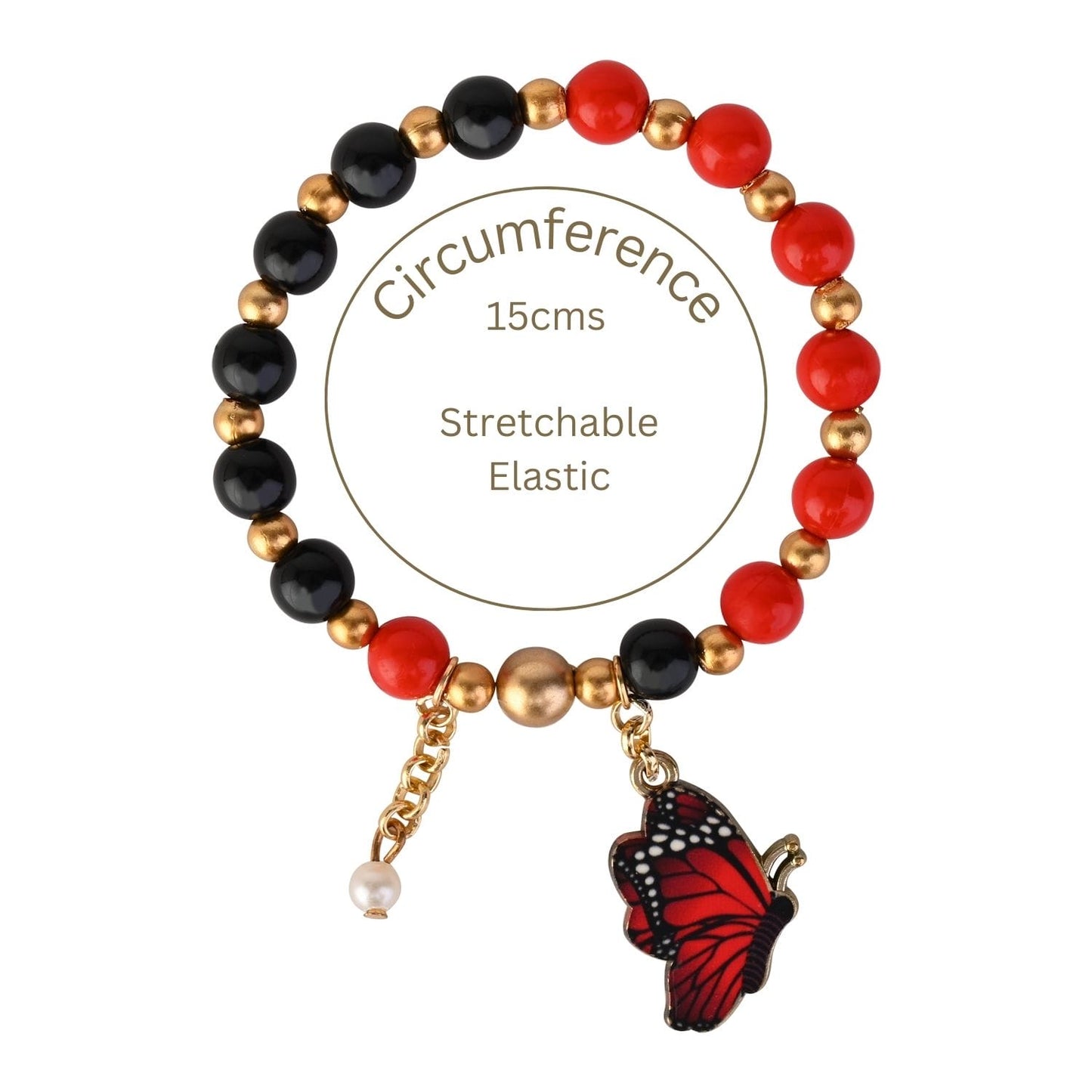 Christmas Butterfly Charm Beaded Bracelet