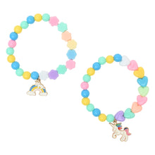 Load image into Gallery viewer, Unicorn Rainbow Charms Set of 2 Beaded Bracelets
