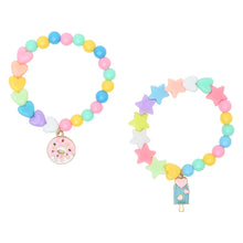 Load image into Gallery viewer, Ice-Cream Donut Charms Set of 2 Beaded Bracelets
