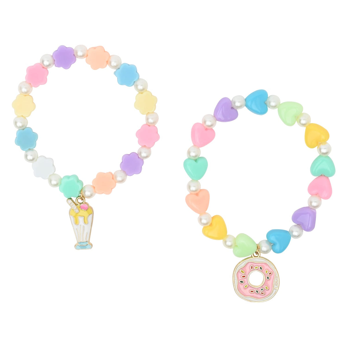 Ice-Cream Donut Charms Set of 2 Beaded Bracelets