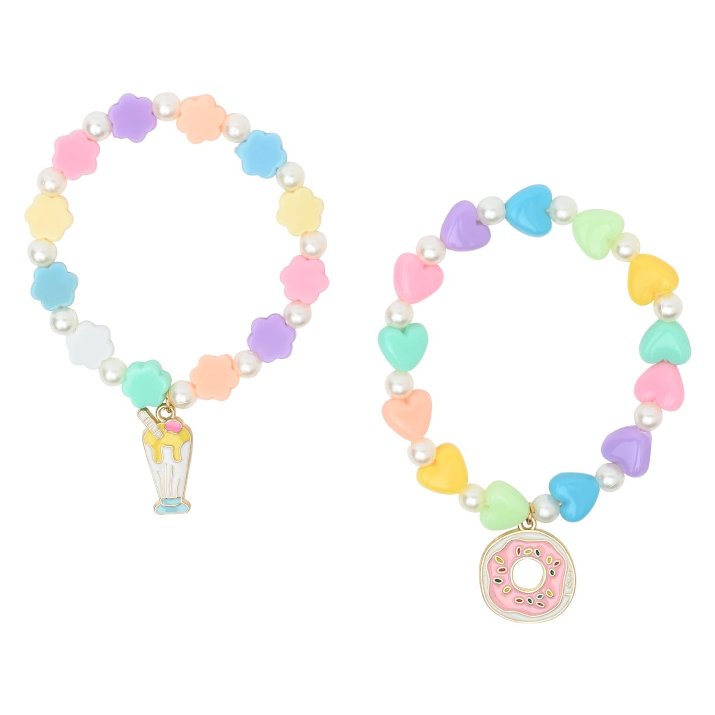 Ice-Cream Donut Charms Set of 2 Beaded Bracelets