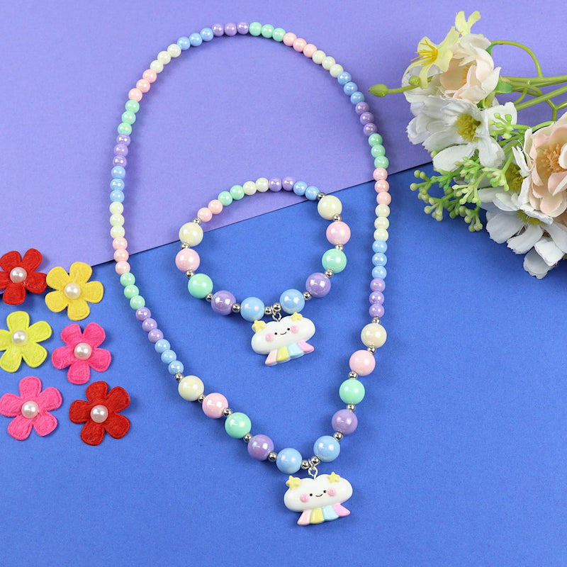 Smiley Cloud Charm Necklace Bracelet Set