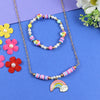 Rainbow Charm Necklace Bracelet Set