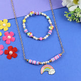 Rainbow Charm Necklace Bracelet Set
