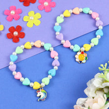 Load image into Gallery viewer, Unicorn Floral Smiley Charm Set of 2 Beaded Bracelets
