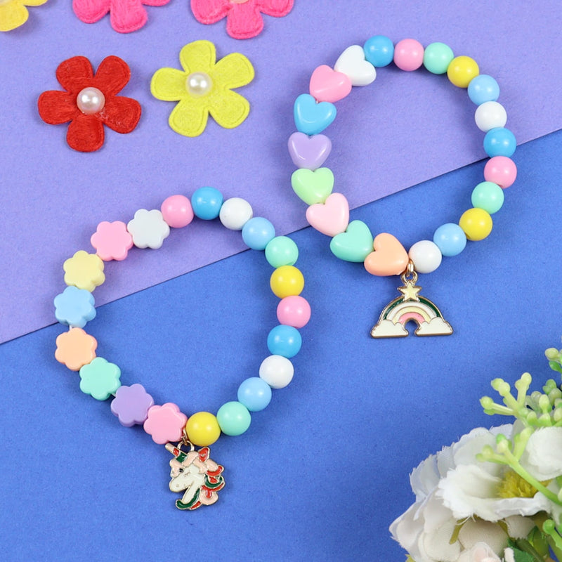 Unicorn Rainbow Charm Set of 2 Beaded Bracelets