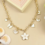 Floral Butterfly Multicharm Chain Necklace
