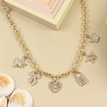 Diamond Studded Multicharm Chain Necklace
