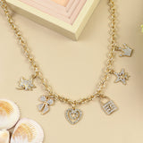 Diamond Studded Multicharm Chain Necklace