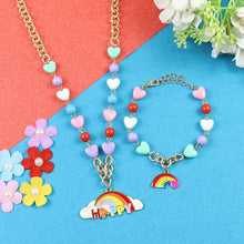 Load image into Gallery viewer, Happy Rainbow Charm Necklace Bracelet Jewellery Set – Cute &amp; Trendy Jewellery for Girls | Asthetika India
