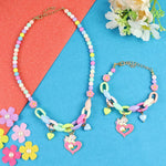 Unicorn Heart Necklace Beaded Bracelet Jewellery Set – Cute & Trendy Jewellery for Girls | Asthetika India