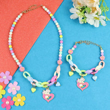 Load image into Gallery viewer, Unicorn Heart Necklace Beaded Bracelet Jewellery Set – Cute &amp; Trendy Jewellery for Girls | Asthetika India
