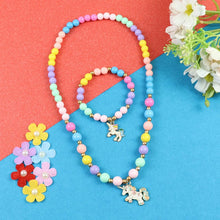 Load image into Gallery viewer, Flying Unicorn Charm Beaded Necklace Bracelet Jewellery Set – Cute &amp; Trendy Jewellery for Girls | Asthetika India
