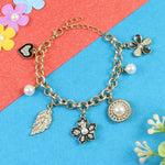 Multi-Charm Floral Chain Bracelet – Cute & Trendy Jewellery for Girls | Asthetika India