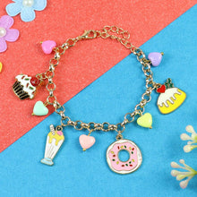 Load image into Gallery viewer, Donut Ice-Cream Multi-Charm Chain Bracelet – Cute &amp; Trendy Jewellery for Girls | Asthetika India
