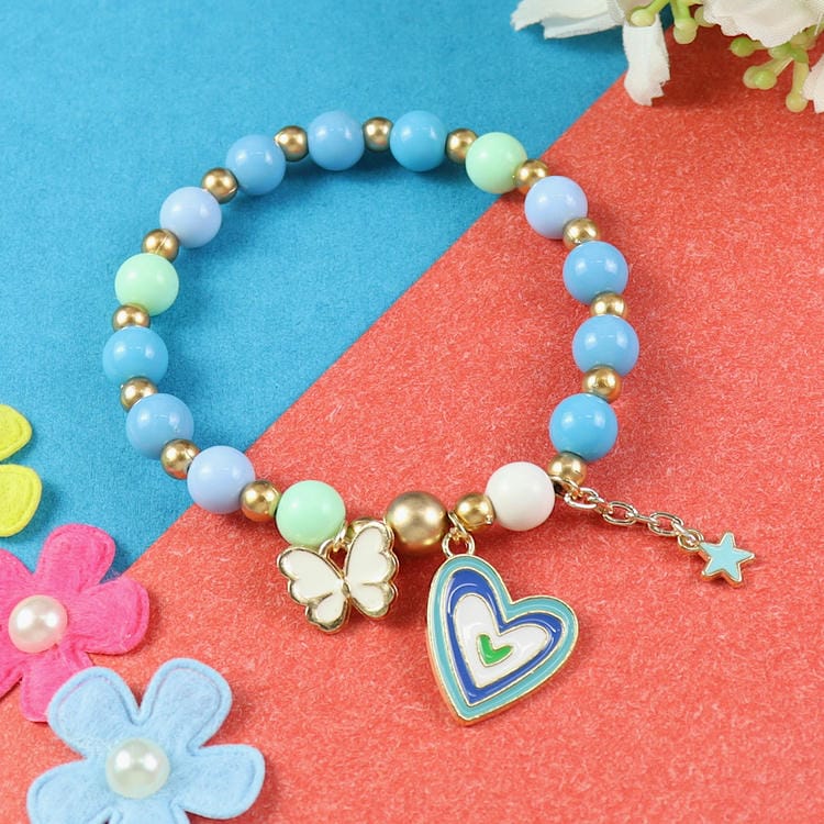 Heart Butterfly Charms Beaded Bracelet – Cute & Trendy Jewellery for Girls | Asthetika India