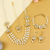 Kundan Lotus jewellery set for girls in gold-toned base, laid flat