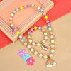 Unicorn rainbow charm necklace and bracelet set, laid flat