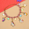 Unicorn multi-charm chain bracelet, laid flat
