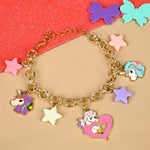 Unicorn charm chain bracelet, laid flat