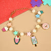 Ice-cream charm chain bracelet, laid flat