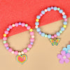 Set of 2 a butterfly or heart charm beaded bracelets, laid flat