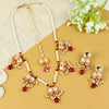 Kundan Lotus jewellery set for girls in gold-toned base, laid flat
