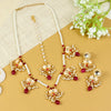 Kundan Lotus jewellery set for girls in gold-toned base, laid flat