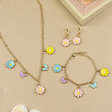 Multi Charm jewellery set for girls — necklace, bracelet, and earrings, laid flat