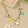 Butterfly Charm necklace for girls in metal charms, laid flat