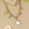 Unicorn Charm necklace for girls in metal charms, laid flat