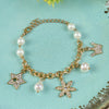 Multi Diamond Charms bracelet for girls in metal charms, laid flat