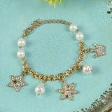 Multi Diamond Charms bracelet for girls in metal charms, laid flat